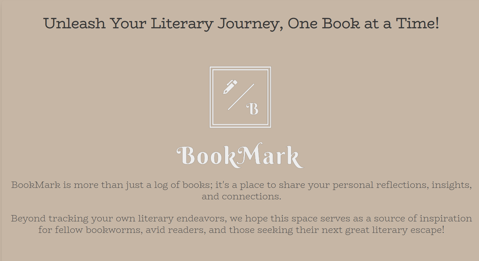 screenshot of BookMark website.